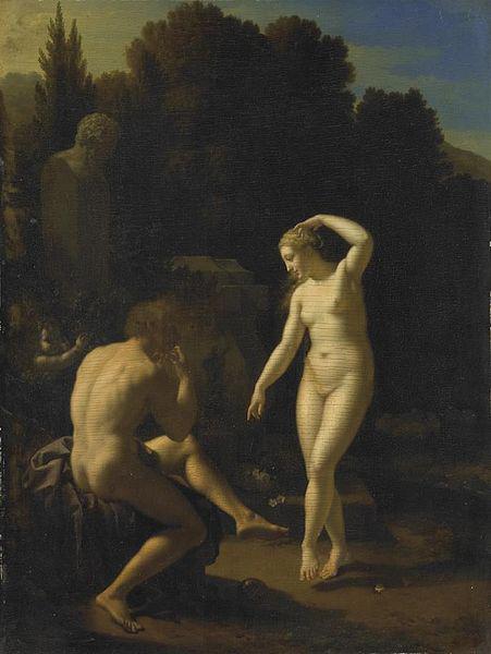 Adriaen van der werff A nymph dancing before a shepherd playing a flute. oil painting picture